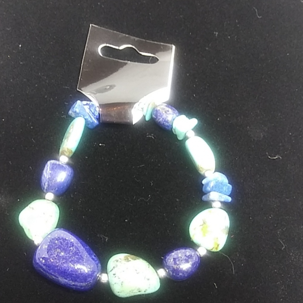 Green Turquoise and Cobalt Blue Necklace.